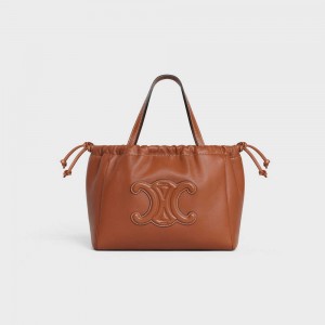 Tan Celine SMALL DRAWSTRING CUIR TRIOMPHE in Smooth Calfskin Cabas | CL-593090