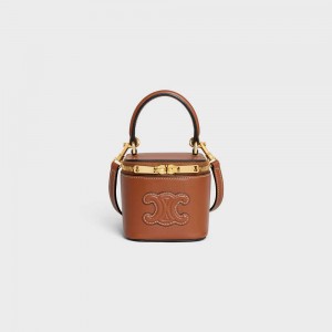 Tan Celine VANITY CASE CUIR TRIOMPHE IN SMOOTH CALFKSIN Mini Bags | CL-593039