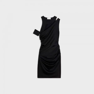 ULTRA BLACK Celine Lolita asymmetric in wool jersey Dresses | CL-592865