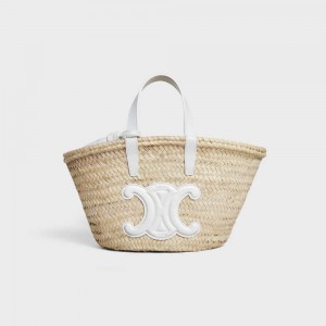 White Celine Teen Triomphe Classic in Palm leaves and Calfskin Panier | CL-593070