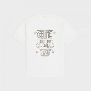 dirty white/ black Celine wiltern in cotton jersey T-shirts | CL-592786