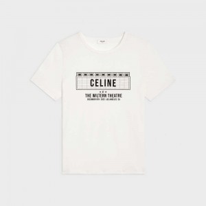 dirty white/ black Celine wiltern in cotton jersey T-shirts | CL-592773