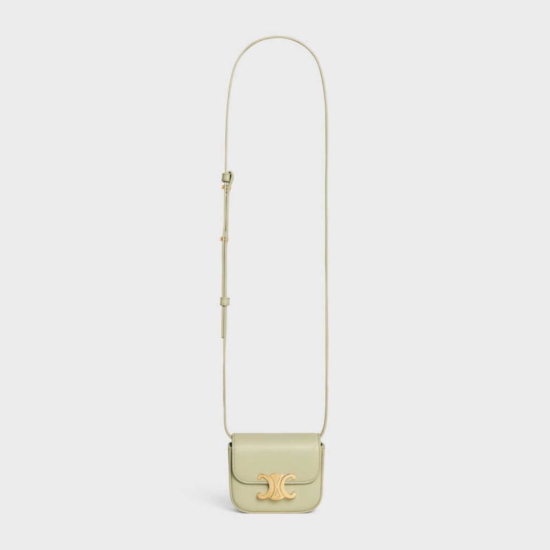 ALMOND GREEN Celine TRIOMPHE in Shiny calfskin Mini Bags | CL-593013