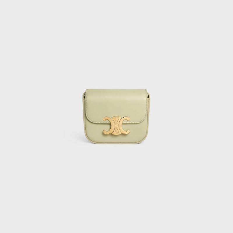 ALMOND GREEN Celine TRIOMPHE in Shiny calfskin Mini Bags | CL-593013