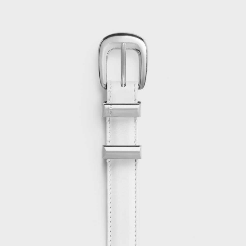 Arctic White Celine SMALL WESTERN in Smooth Calfskin Belts | CL-592479