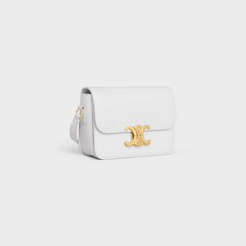 Arctic White Celine Teen Bag in shiny calfskin Triomphe | CL-593206