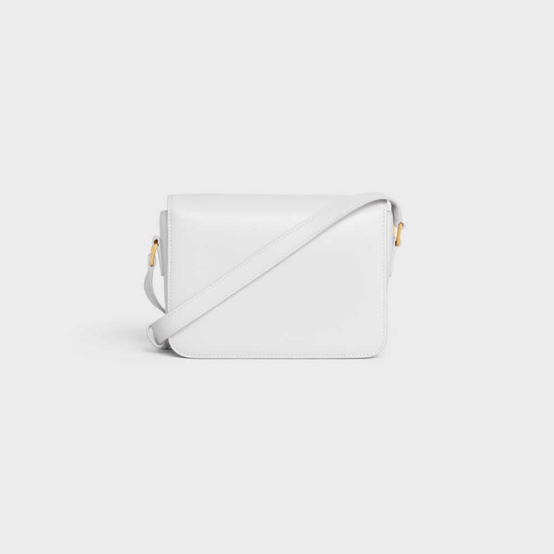 Arctic White Celine Teen Bag in shiny calfskin Triomphe | CL-593206