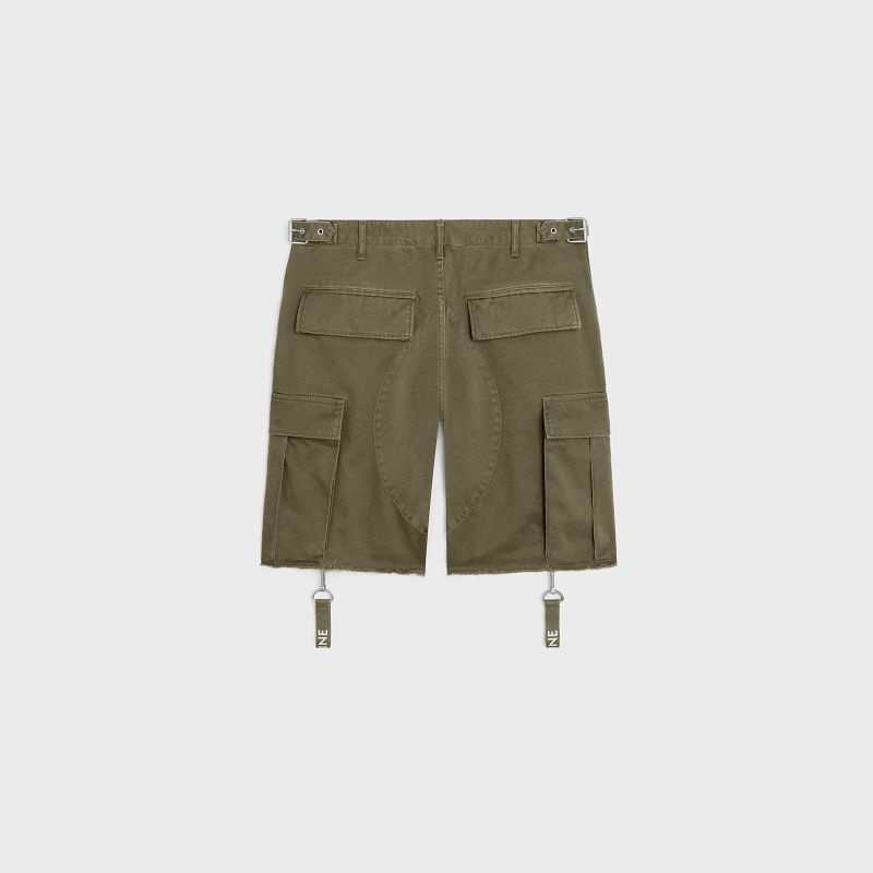 Army Green Celine with celine straps in cotton Shorts | CL-592068