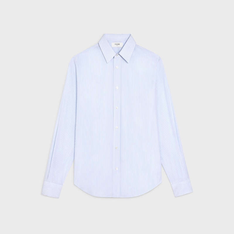 BLANC/BLEU CIEL Celine LOOSE IN COTTON POPLIN Shirts | CL-592176