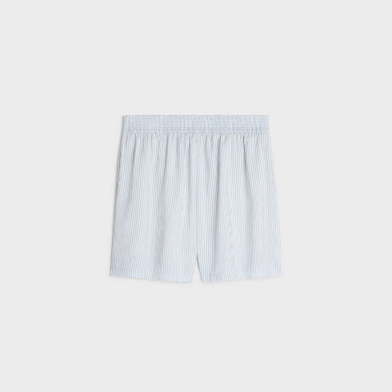 BLANC/BLEU CIEL Celine pyjama in striped silk Shorts | CL-592757