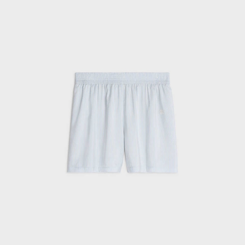 BLANC/BLEU CIEL Celine pyjama in striped silk Shorts | CL-592757