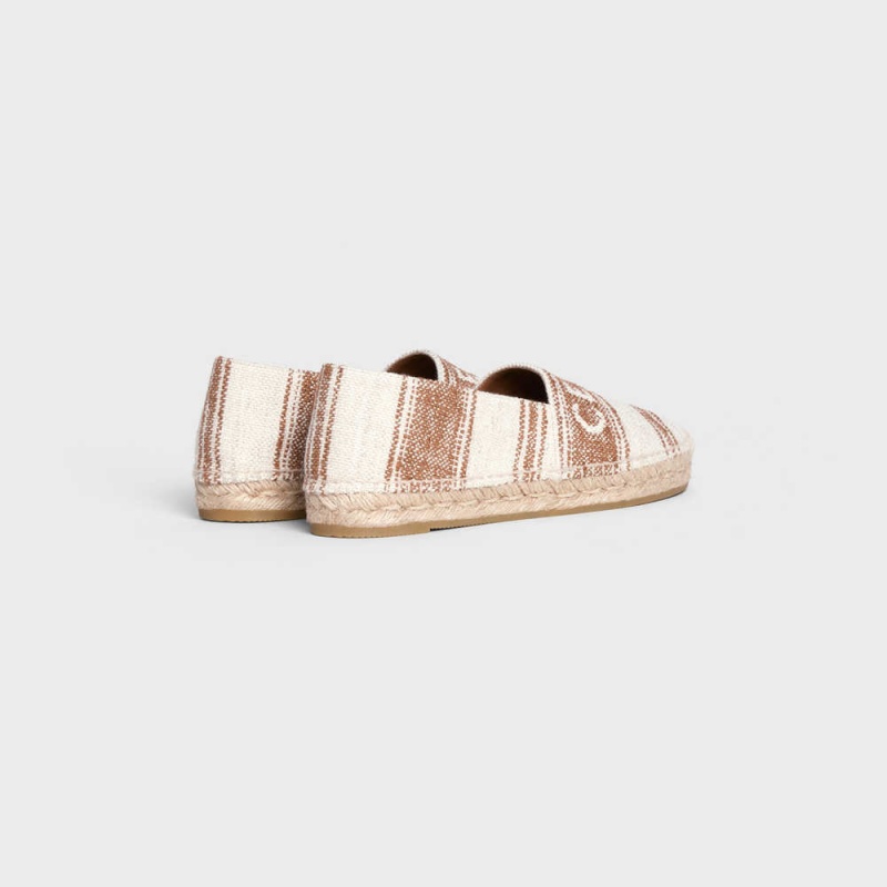 Beige/Brown Celine FLAT ESPADRILLE with celine SIGNATURE in CANVAS Loafers | CL-592539