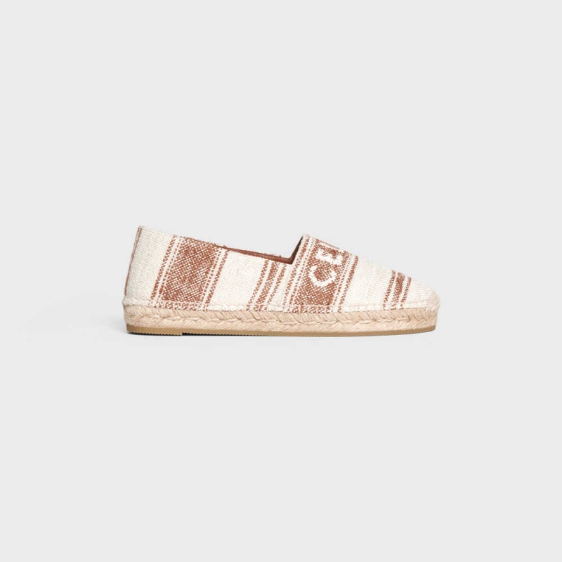 Beige/Brown Celine FLAT ESPADRILLE with celine SIGNATURE in CANVAS Loafers | CL-592539