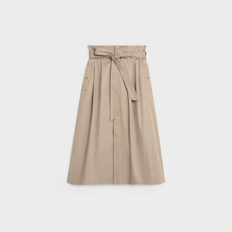 Beige Celine HIGH-WAISTED IN LIGHTWEIGHT GABARDINE Skirts | CL-592879