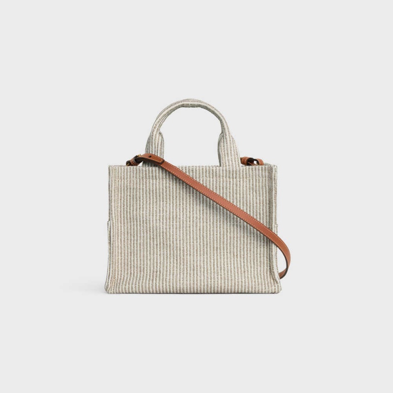 Beige Celine small thais in STRIPED TEXTILE Cabas | CL-593076