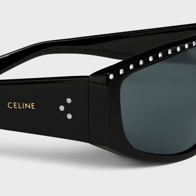 Black Celine Alan 2 in Acetate with Crystals Sunglasses | CL-591726