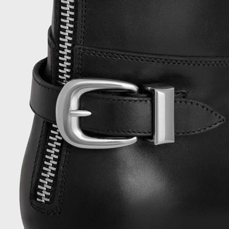 Black Celine BACK BUCKLE ZIPPED ISAAC in Shiny calfskin Boots | CL-591860