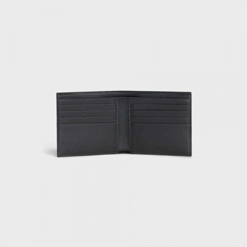 Black Celine Bi-fold in Grained calfskin Wallets | CL-591788