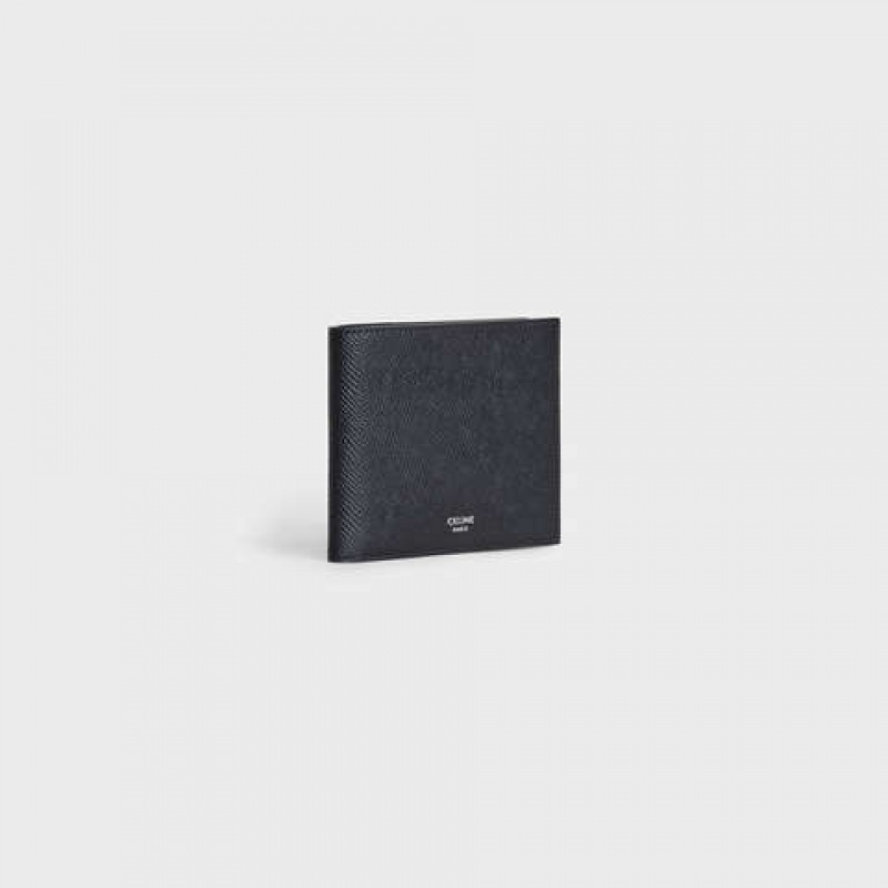 Black Celine Bi-fold with Coin Compartment in grained calfskin Wallets | CL-591787