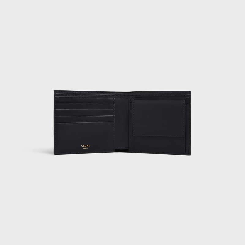 Black Celine Bi-fold with Coin Compartment in Triomphe Canvas Wallets | CL-591786