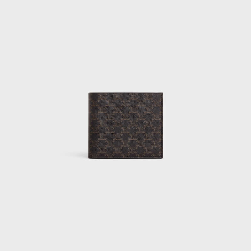 Black Celine Bi-fold with Coin Compartment in Triomphe Canvas Wallets | CL-591786