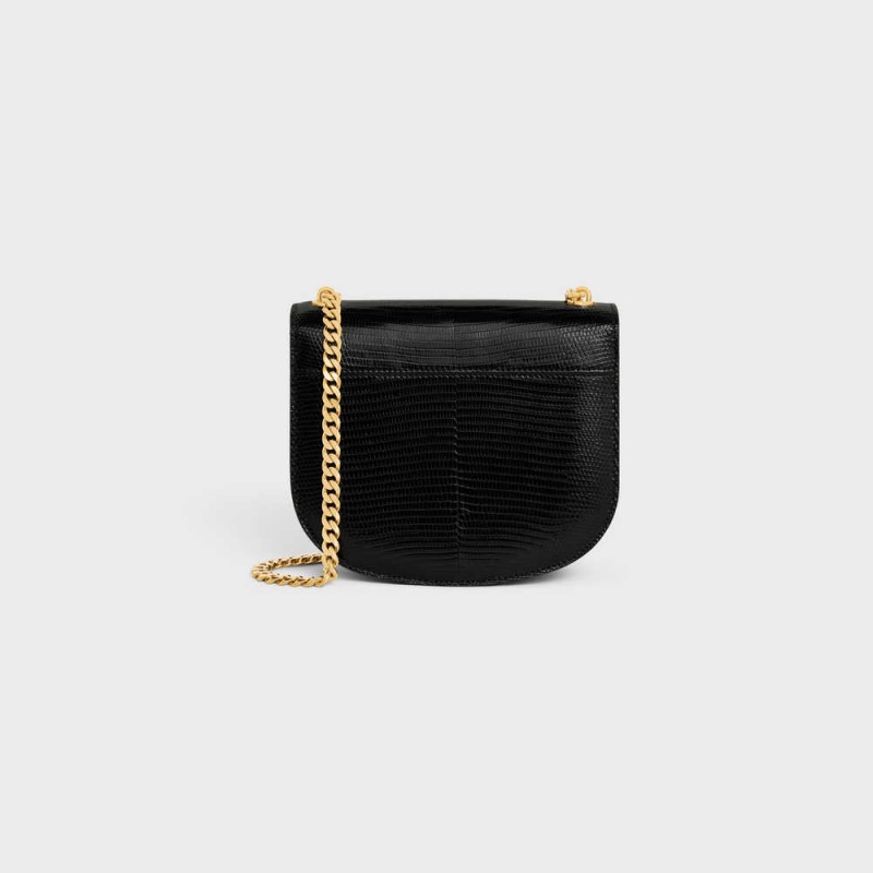 Black Celine CHAIN BESACE CLEA in Lizard Triomphe | CL-593225