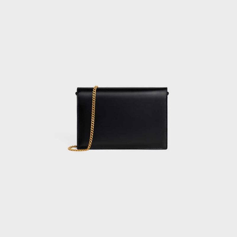 Black Celine CLUTCH SOIR TRIOMPHE in SHINY CALFSKIN Mini Bags | CL-593019