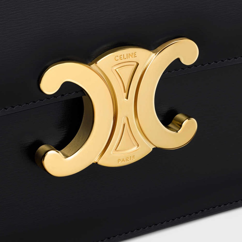 Black Celine CLUTCH SOIR TRIOMPHE in SHINY CALFSKIN Mini Bags | CL-593019