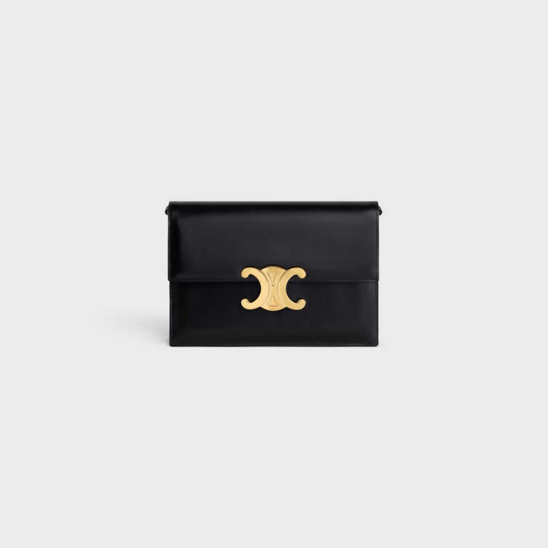 Black Celine CLUTCH SOIR TRIOMPHE in SHINY CALFSKIN Mini Bags | CL-593019