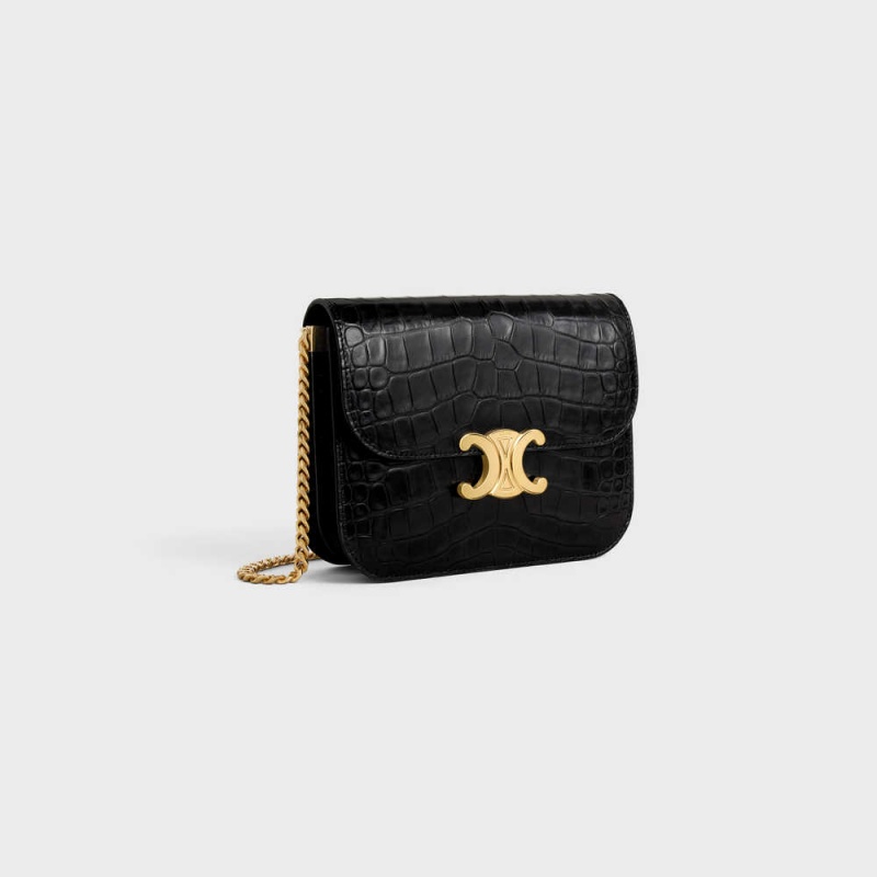 Black Celine COLLEGE bag in Niloticus Crocodile Triomphe | CL-593170