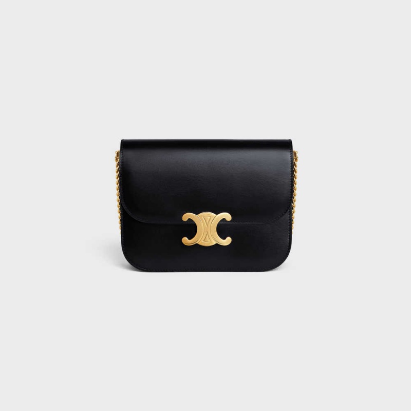 Black Celine COLLEGE bag in shiny calfskin Triomphe | CL-593168