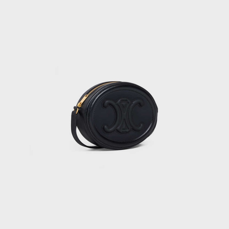 Black Celine CROSSBODY OVAL PURSE cuir triomphe in Smooth calfskin Mini Bags | CL-593044