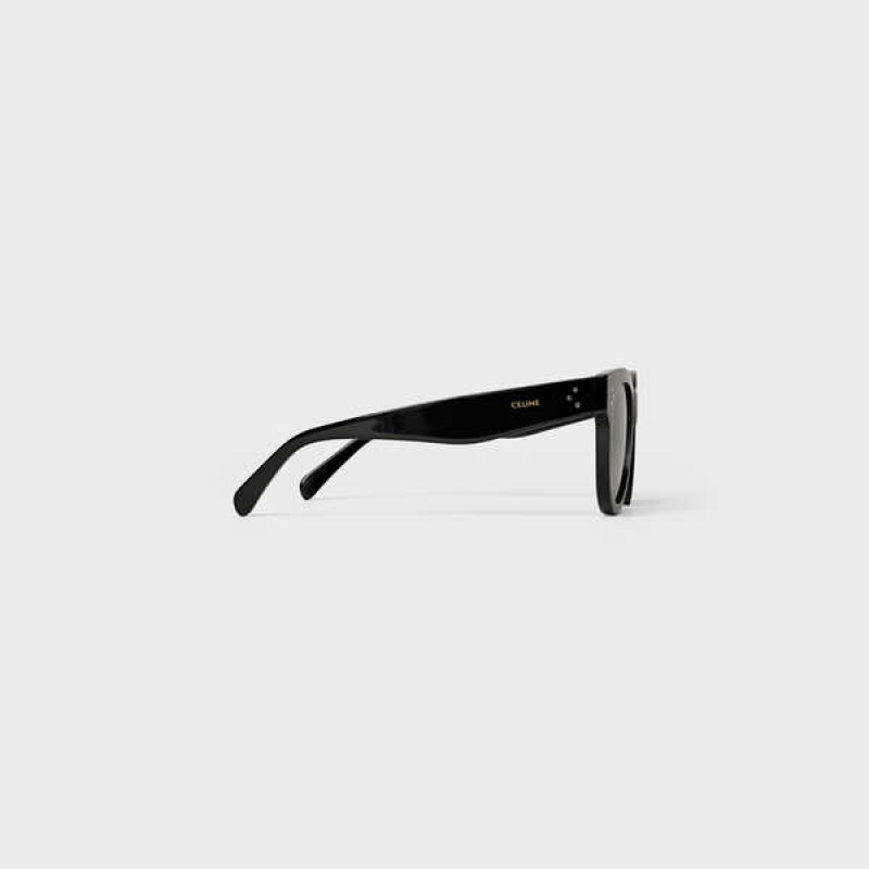 Black Celine Cat Eye S003 in Acetate with Mineral Glass Lenses Sunglasses | CL-592427