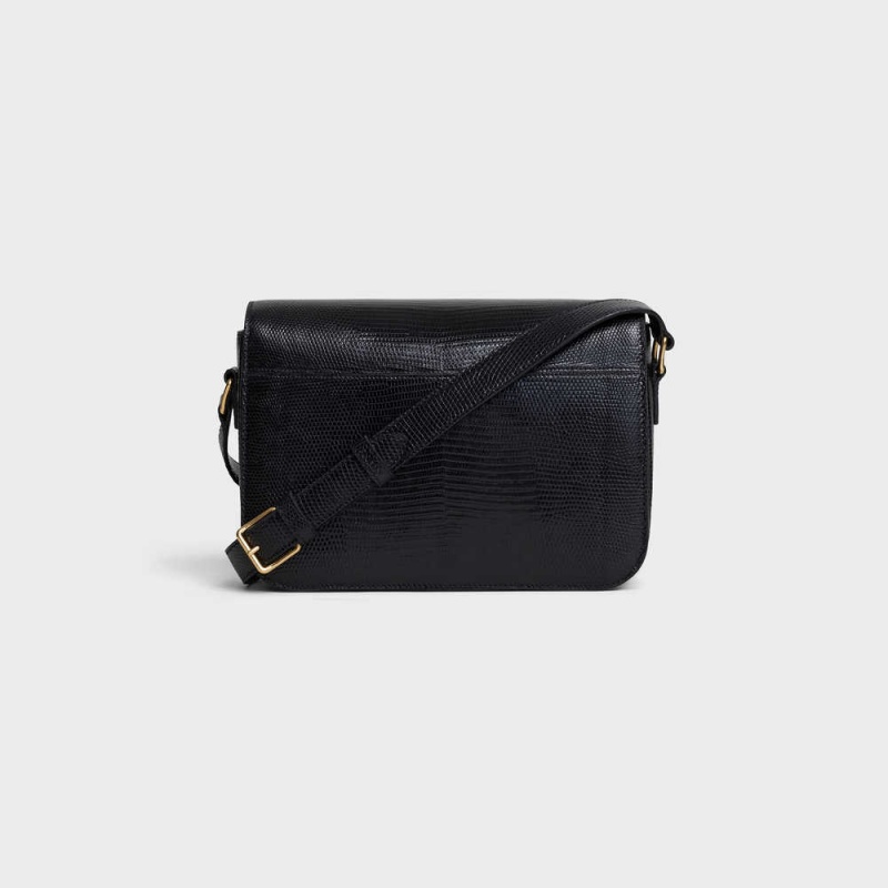 Black Celine Classique Bag in Lizard Triomphe | CL-593189