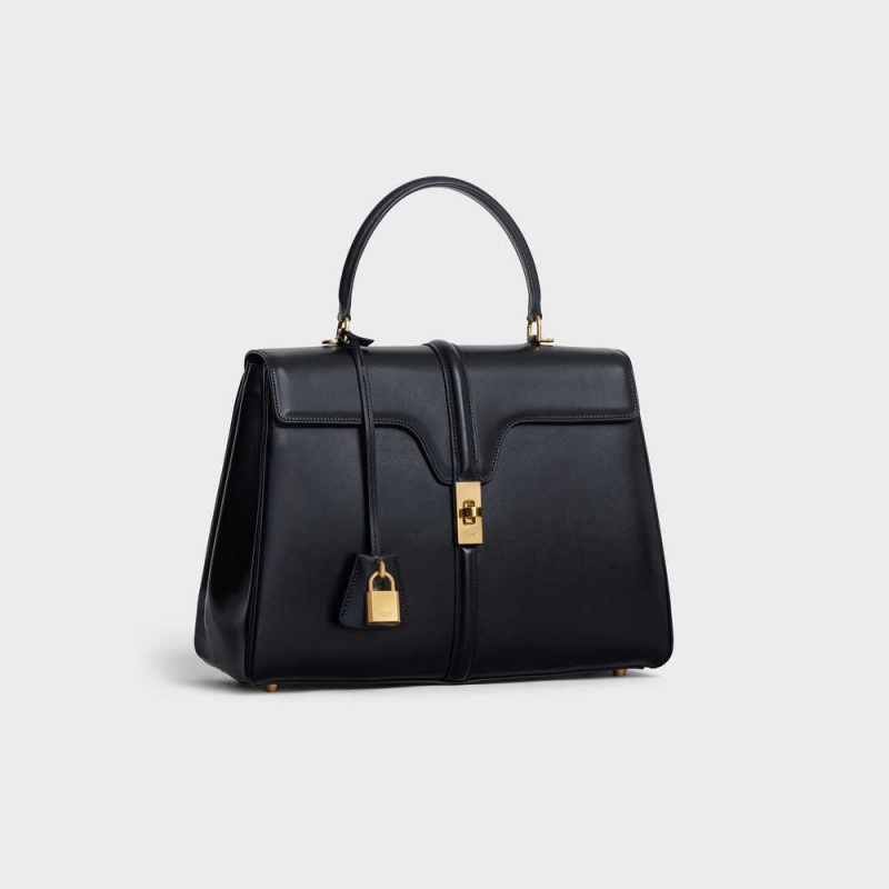 Black Celine Classique Bag in satinated calfskin 16 | CL-593278