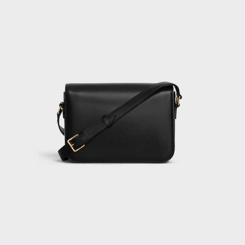 Black Celine Classique Bag in shiny calfskin Triomphe | CL-593183