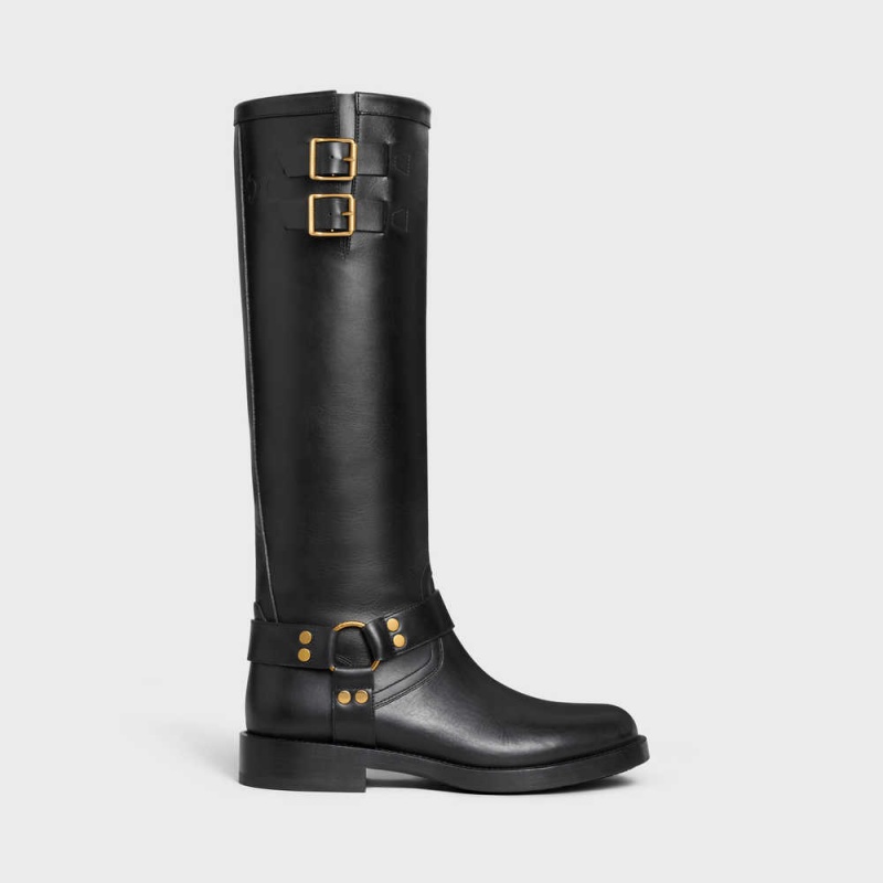 Black Celine HIGH BIKER in CALFSKIN - VEGETAL TANNING Boots | CL-592499