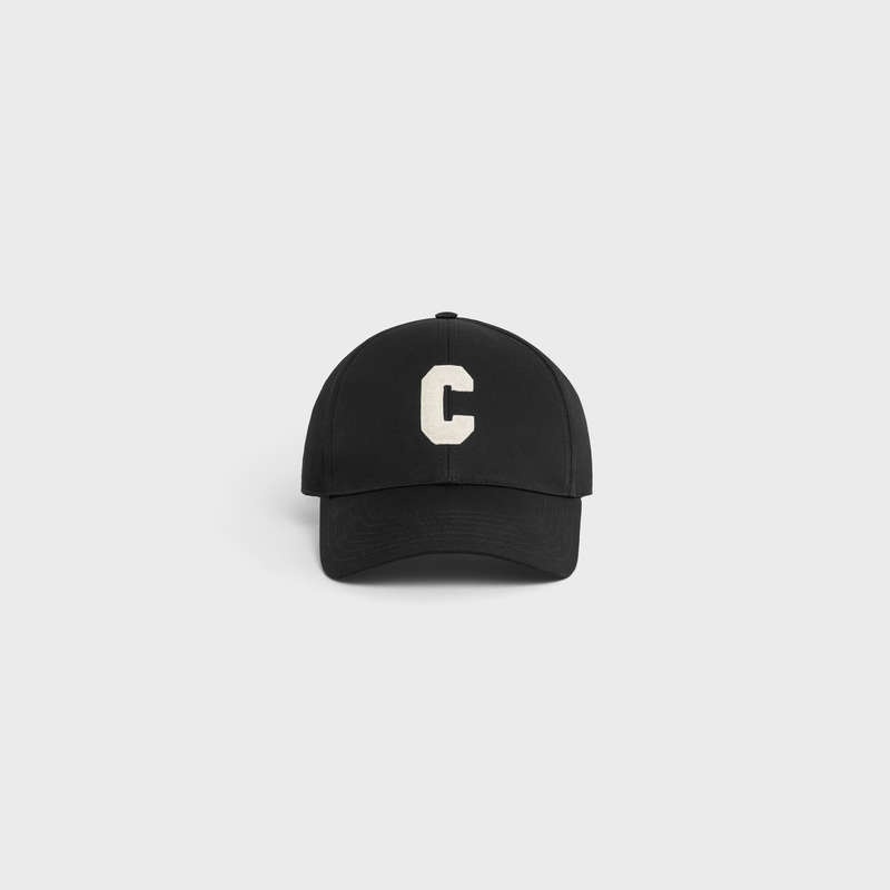 Black Celine INITIAL BASEBALL IN COTTON Cap | CL-591696