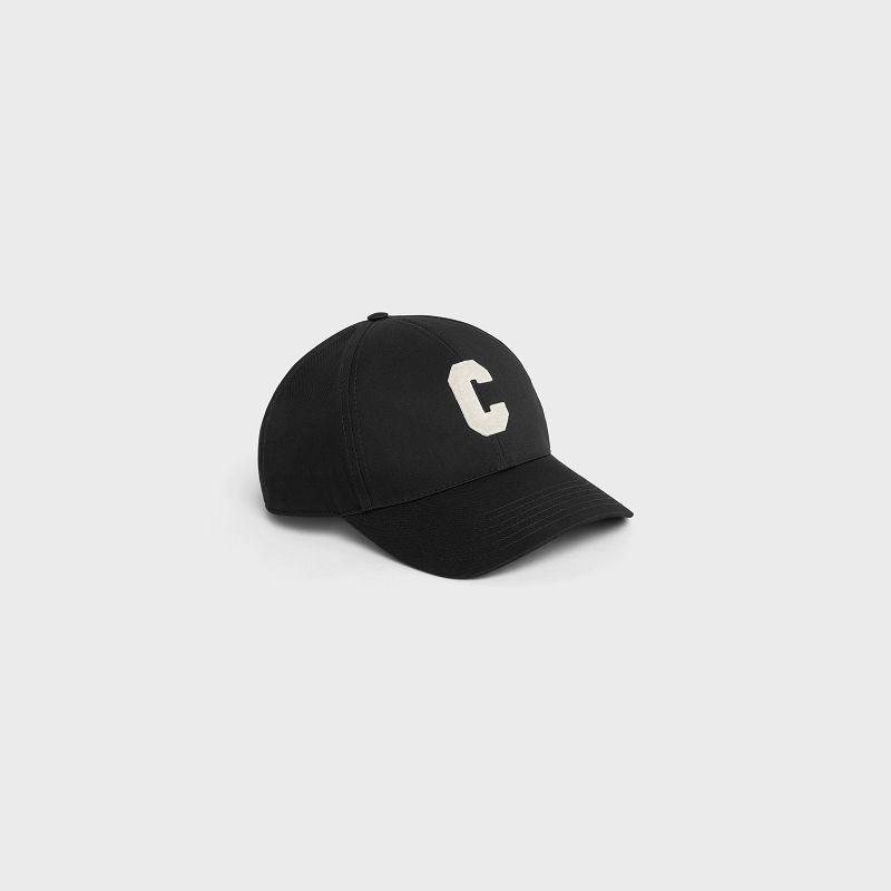 Black Celine INITIAL BASEBALL IN COTTON Cap | CL-591696