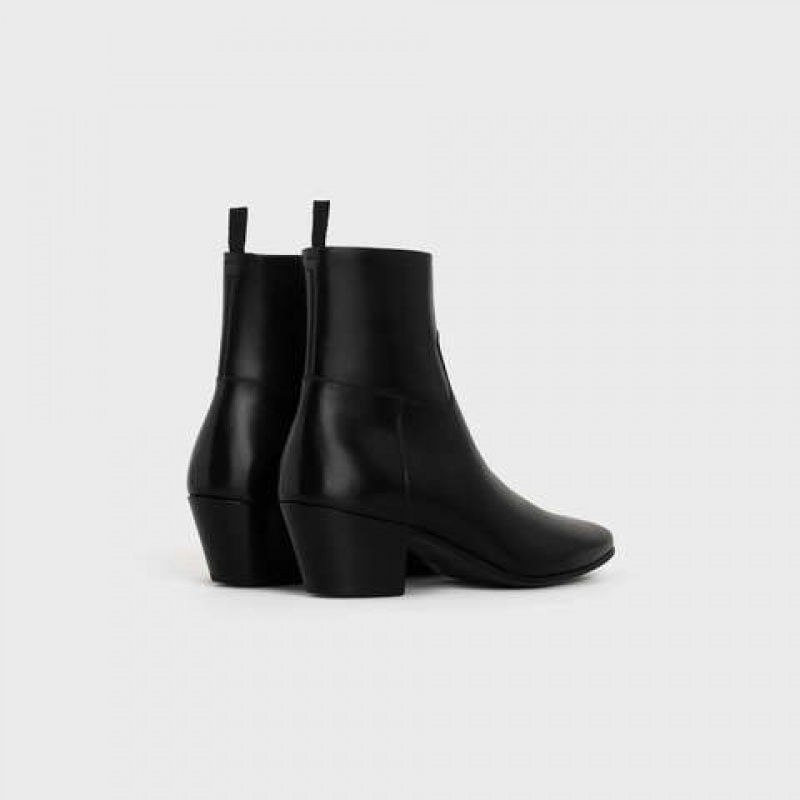 Black Celine Jacno Zipped in Shiny calfskin Boots | CL-591864