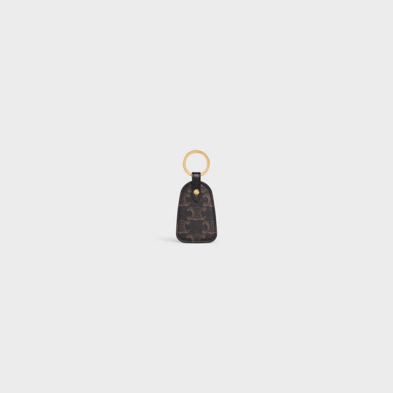 Black Celine Key holder in Triomphe canvas and calfskin Pouch | CL-592893