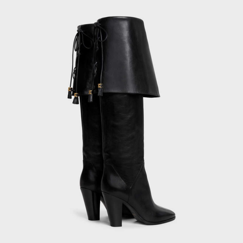 Black Celine LA MOUSQUETAIRE HIGH WILTERN in CALFSKIN Boots | CL-592520