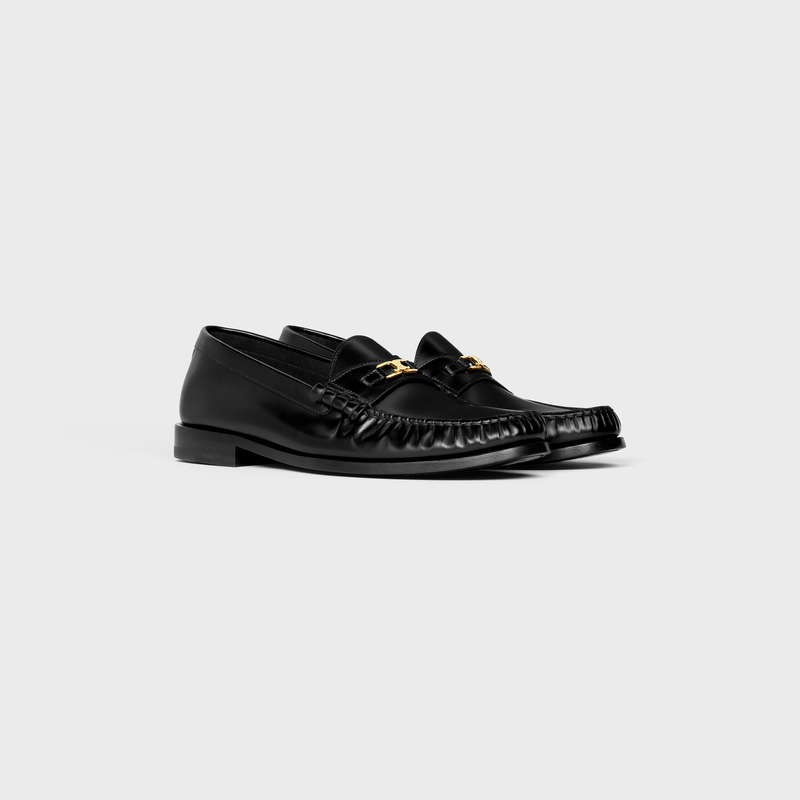 Black Celine LUCO Triomphe in POLISHED BULLSKIN Loafers | CL-591884