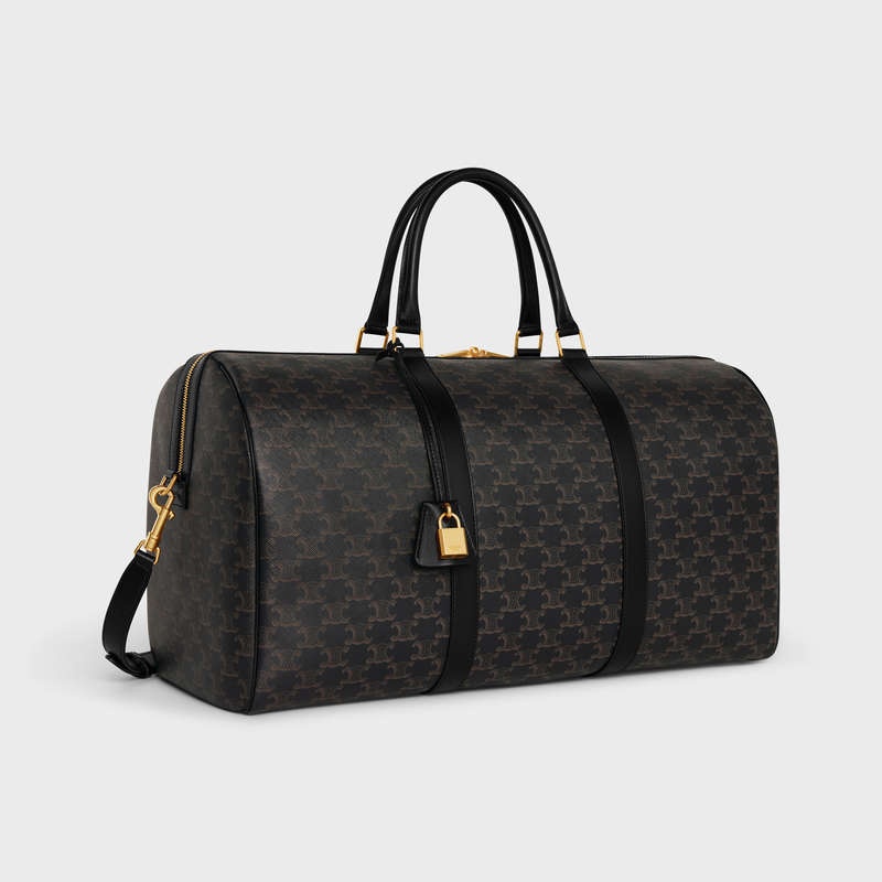 Black Celine Large in Triomphe Canvas and calfskin Travel Bags | CL-591818