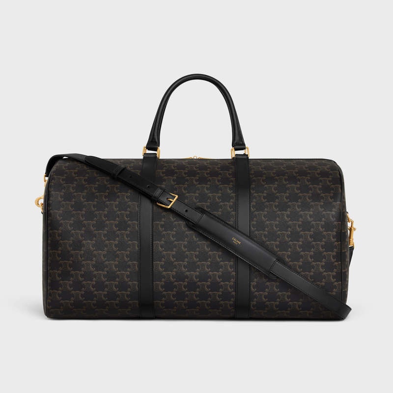 Black Celine Large in Triomphe Canvas and calfskin Travel Bags | CL-591818