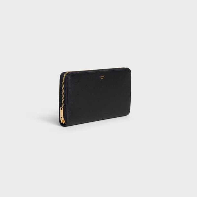 Black Celine Large zipped in Grained calfskin Wallets | CL-593000