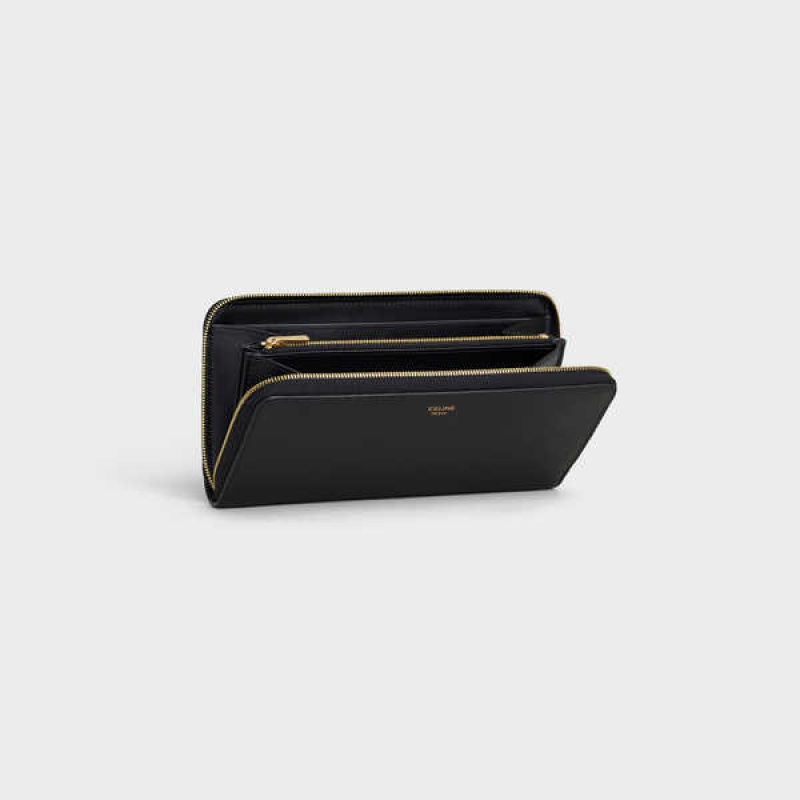 Black Celine Large zipped in Grained calfskin Wallets | CL-593000