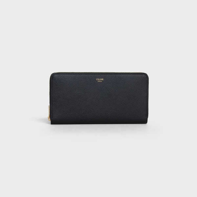 Black Celine Large zipped in Grained calfskin Wallets | CL-593000