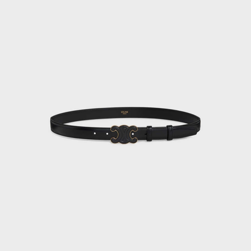 Black Celine MEDIUM CUIR TRIOMPHE in Taurillon Leather Belts | CL-592482