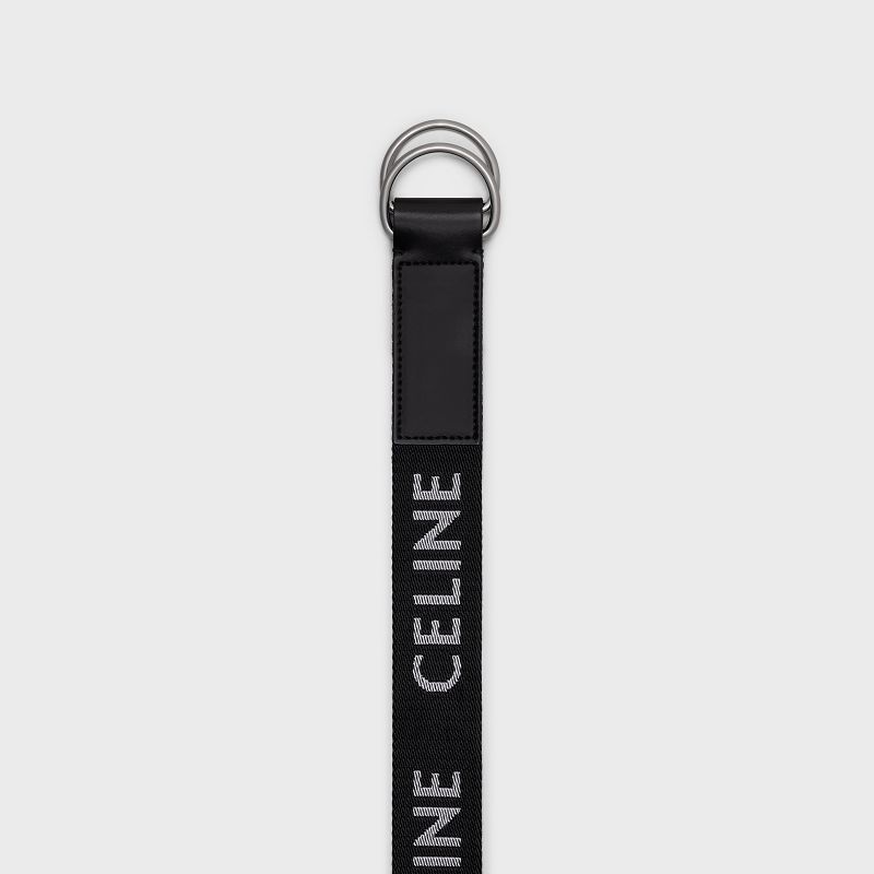 Black Celine MEDIUM DOUBLE in Jacquard Textile and Calfskin Belts | CL-591777